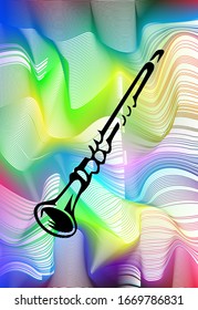 silhouette of musical instruments on a colorful background