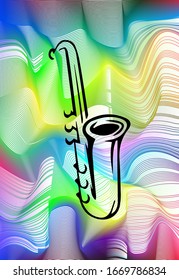 silhouette of musical instruments on a colorful background