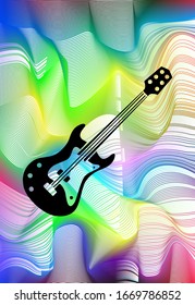 silhouette of musical instruments on a colorful background