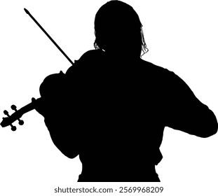 Silhouette of a musician playing a violin. A classic image of musical performance.