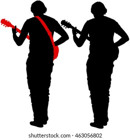 Silhouette musician plays the guitar. Vector illustration.