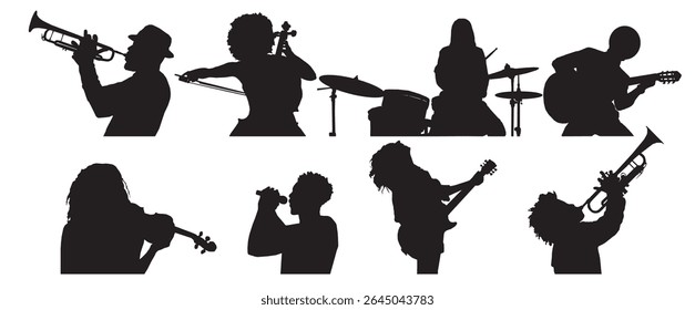 silhueta de coleção de vetores músicos