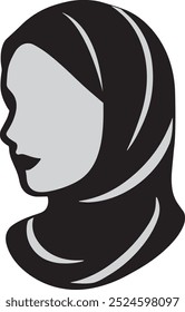 silhouette muslim girl face icon side view