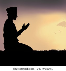 silhouette of a Muslim man praying
