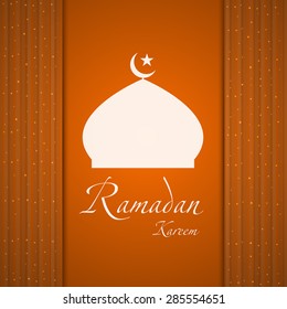 Silhouette of a muslim mosque on the abstract background. Vector illustration.