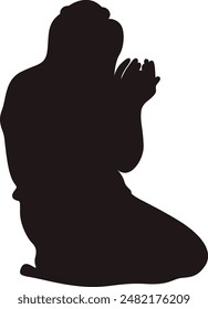 Silhouette of Muslim Pray. Isolated Vector Illustration with Simple Design.