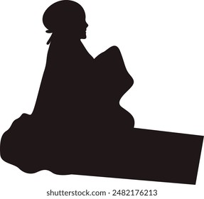 Silhouette of Muslim Pray. Isolated Vector Illustration with Simple Design.