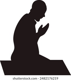 Silhouette of Muslim Pray. Isolated Vector Illustration with Simple Design.