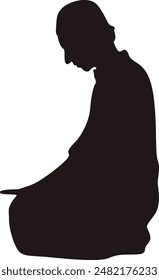 Silhouette of Muslim Pray. Isolated Vector Illustration with Simple Design.