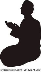 Silhouette of Muslim Pray. Isolated Vector Illustration with Simple Design.