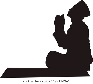 Silhouette of Muslim Pray. Isolated Vector Illustration with Simple Design.