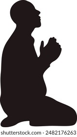 Silhouette of Muslim Pray. Isolated Vector Illustration with Simple Design.