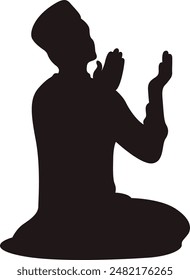 Silhouette of Muslim Pray. Isolated Vector Illustration with Simple Design.