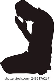 Silhouette of Muslim Pray. Isolated Vector Illustration with Simple Design.