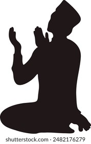 Silhouette of Muslim Pray. Isolated Vector Illustration with Simple Design.