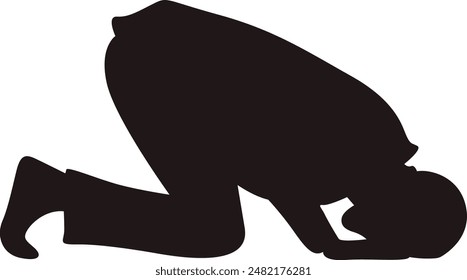 Silhouette of Muslim Pray. Isolated Vector Illustration with Simple Design.