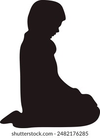 Silhouette des muslimischen Gebets. Vereinzelte Vektorillustration mit schlichtem Design.