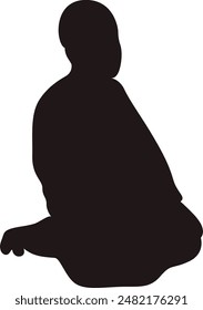 Silhouette of Muslim Pray. Isolated Vector Illustration with Simple Design.