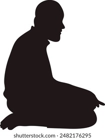 Silhouette of Muslim Pray. Isolated Vector Illustration with Simple Design.