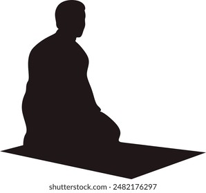 Silhouette of Muslim Pray. Isolated Vector Illustration with Simple Design.