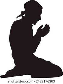 Silhouette of Muslim Pray. Isolated Vector Illustration with Simple Design.