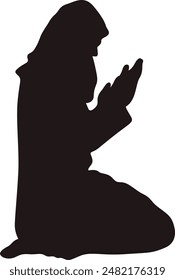 Silhouette of Muslim Pray. Isolated Vector Illustration with Simple Design.
