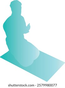 Silhouette of Muslim Pray. Ramadan Kareem Symbol. Vector Illustration in Colorful Design.