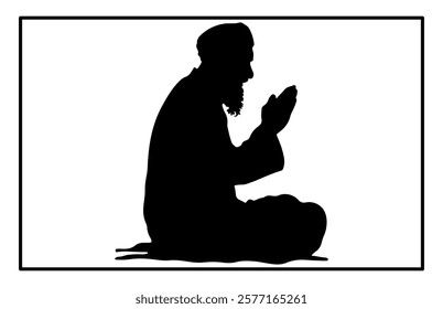 Silhouette of a Muslim praying, Man Muslim Praying Silhouette