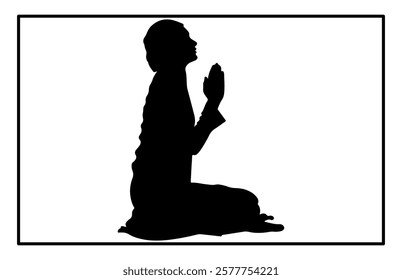 Silhouette of a Muslim praying, Man Muslim Praying Silhouette