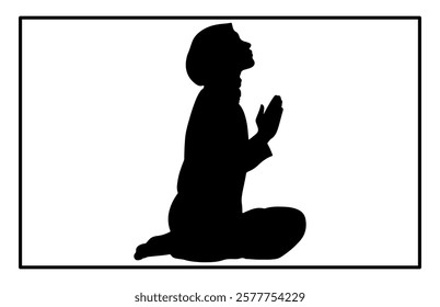 Silhouette of a Muslim praying, Man Muslim Praying Silhouette