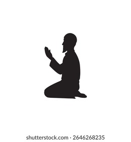 Silhouette of a Muslim praying, Man Muslim Praying Silhouette