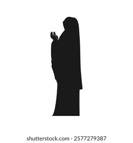 Silhouette of muslim woman praying hands dua or doa amen. side view. concept of worship, islam, religion. vector illustration