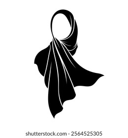 silhouette of a Muslim woman wearing a hijab. Suitable for Muslim women's clothing brand logo attributes