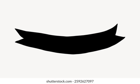 Silhouette of a mustache with a curved, pointed design on a plain background. Simple mustache shape, ideal for icons or design elements. Vector illustration.