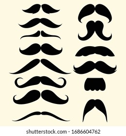 Silhouette Mustache Vector Illustration Set