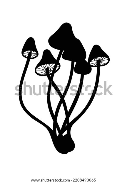 Silhouette Mycelium Mushroom Ingredient Culinary Dishes Stock Vector ...