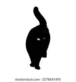 Silhouette of a Mysterious Black Cat. Cat vector, Cat silhouette, Cat icon.
