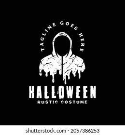 Silhouette of Mysterious Face with Jumpsuit Jumper Sweatshirt Hoodie Jacket Costume logo design for Halloween Game event Trick or Treat 