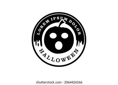 Silhouette of Mysterious Face pumpkin with Shocked Expression logo design