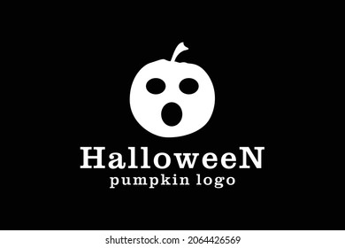 Silhouette of Mysterious Face pumpkin with Shocked Expression logo design
