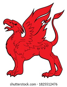 silhouette of a mythical fire Griffin vector illustration