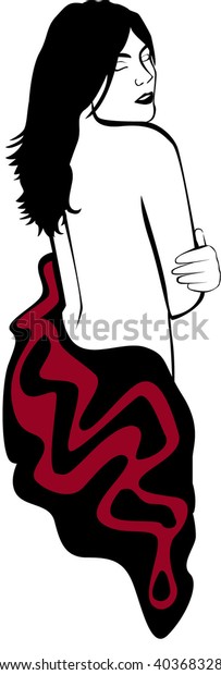 Silhouette Naked Woman Shawl Stock Vector Royalty Free 40368328