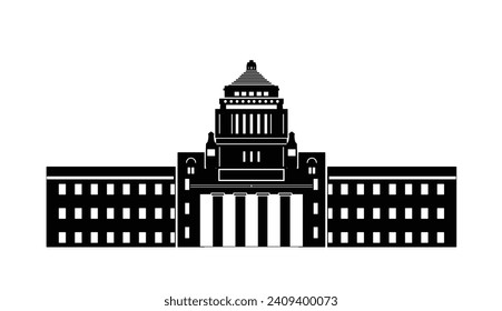 Silhouette of the National Diet Building of Japan.