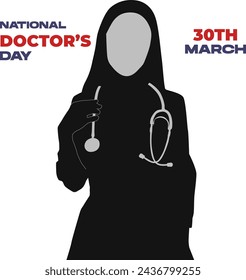 Silhouette National Doctor's Day vector on white background