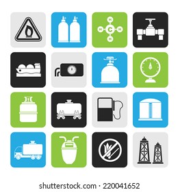 Silhouette Natural Gas Objects And Icons - Vector Icon Set