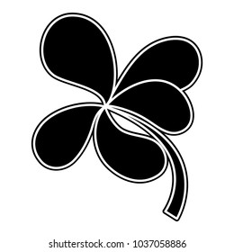 silhouette nature clover plant with leaves design