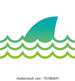silhouette nature ocean waves with shark animal