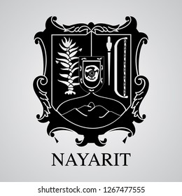 Silhouette of Nayarit Coat of Arms. Mexican State. Vector illustration