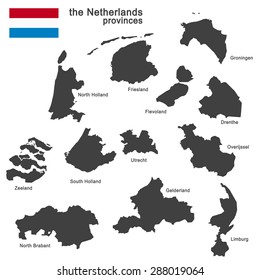silhouette of the netherlands and the regions