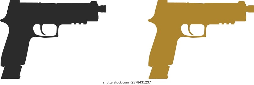 Silhouette of a new model SIG Sauer M17 semi-automatic pistol, icon in black and stock coyote colors.